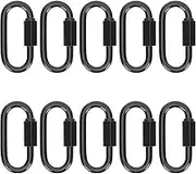 FIXOSHEE 10Pcs Heavy Duty Carabiner Clips Locking Quick Links for Climbing Camping and Outdoor Activities Iron Chain Links with Strong Tensile Force Easy to Use