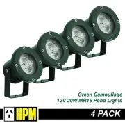 4 x HPM 12V Garden Lights Pond Spotlights 20W MR16 IP68 Waterproof DIY Green