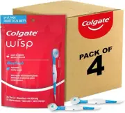 Pack of 4 Colgate Max Fresh Wisp Disposable Mini Travel Toothbrushes, Peppermint