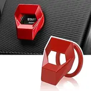 Universal Carbon Fiber Engine Start/Stop Button Cover, Aluminum Alloy Car Power Control Trim, Push to Start Button Cover Key Protective Cover for Civic CRV XRV Challenger Charger CHR (Red)
