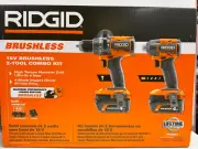 RIDGID 18V Brushless Cordless 2-Tool Combo Kit w/ Hammer Drill, Impact Driver,