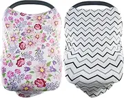 2 Pack Baby Car Seat Cover Soft Stretchy Nursing Cover, Sun Protection for Babies, Stroller Canopy, Breathable Infant Car Seat Canopy for Girls