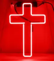 14"x6" Jesus Cross Red Neon Sign Acrylic Light Lamp Collection Artwork ZS721