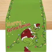 Christmas Table Runner Merry Grinchmas 33x180CM Indoor Outdoor Dining Table Decor