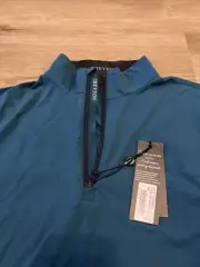 Greyson Tate Mockneck 1/4 Zip Stretch Pullover Golf Shirt Blue Men Size Small