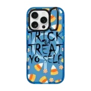iPhone 16 Pro Impact Ring Stand Case MagSafe Compatible TRICK OR TREAT YO SELF - HALLOWEEN SELF-LOVE CANDY TYPOGRAPHY By Ebi Emporium