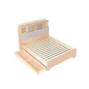 Double drawers for Kiama Bedframe with Book Storage and Led lights Oak Color