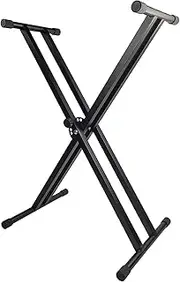 X-Style Piano Keyboard Stand Adjustable and Portable Heavy Duty Music Stand with Anchoring Strap Black ALKOY