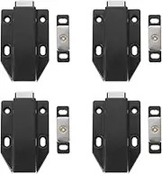 4Pcs Magnetic Push Latch, Push to Open Cabinet Catch Hardware for Large Doors Cabinet Cupboard Drawer Pop Out Latch, Push Latch Cabinet Catch for Doors Drawers Cupboard(Black)