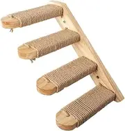 Cat Climbing Shelf Wall Mounted, Four Steps Reversible Left & Right Direction, Stairway With Jute Scratching Ladder, Shelves Furniture for Perch Sleeping