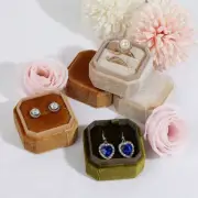 Velvet Jewelry Box Single/Double Ring Storage Wedding Ring Earrings Display NEW