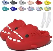 Jfxgjuv Sharklas Originales Kids Polares, Shark Slides Winter Cute Plush Animal Shark Slippers Fuzzy Warm Soft No-Slip House Shoes for Women Men Kids