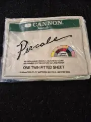 Cannon Percale Fitted Sheet. Vintage NIP. Twin Fitted Beige No Iron, 180 Thread
