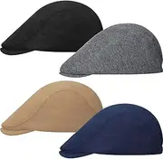 outret 4 Pieces Men's Flat Cap Gatsby Newsboy Hat Driving Cabbie Hunting Cap