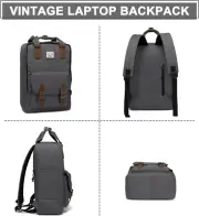 Grey Laptop Bag15.6 Inch Backpack with USB Charging Water Resistant Anti-Theft