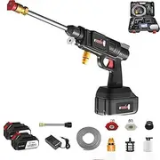 Saker Sakerplus Portable Cordless Pressure Washer, Saker Plus 6-in-1 Power Washer Adjustable Nozzle, 20000 Mah Long Term Battery Life, 600psi Max for Cars, Patios & Outdoor Cleaning (2 Batter)
