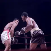 Muhammad Ali in action avoids a punch vs Zora Folley during fight - Old Photo