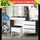 ALFORDSON Dressing Table Stool Set Makeup Mirror Desk Storage Cabinet Grey