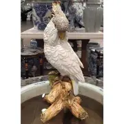 PORCELAIN PARROT FIGURINE WITH BRONZE ACCENTS