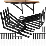 8 Pcs Heavy Duty Shelf Brackets, Floating Metal 9.84 x6.29 inch, Black