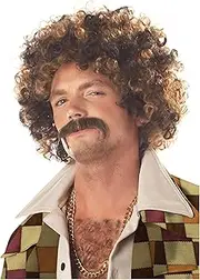 Disco Dirt Bag Wig and Mustache