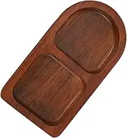 DONFAMDS Condiment Plate Solid Wood Dish for Snacks Fruits and Desserts Space Saving Kitchen Tableware with Divided Compartments for Home and Outdoor Use