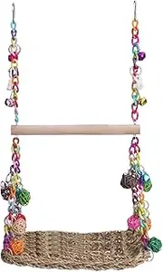 Bird Swing - Parrot Swing | Wooden Bird Swing Perch Toys | Climbing Standing Bed Pet Supplies | Bird Parrot Toys | Bird Cage | Cockatiel Swing Hanging for Small Animal, Parakeets, budgiee