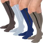 Tarpop 4 Pairs Men Zipper Compression Socks Colorful 20-30mmhg Compression Stockings with Zipper for Men Women Swelling Edema