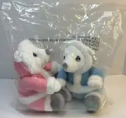 Pink Blue Bear Plush Set 2001 Stuffed Animal NIP Precious Moments Tender Tails