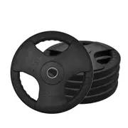 Total 100kg Olympic Rubber Coated Cast Iron Weight Plate Commercial Grade Set 1