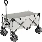 Trolley On Wheels, Capacity Folding Beach Trolley Cart All Terrain Utility Wagon for Shopping Outdoor Picnic Garden, Heavy Duty Camping Trolley Cart,A