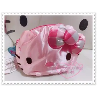 ♥小花花日本精品♥Hello Kitty 化妝包收納包小物包零錢包防潑水立體大臉蝴蝶結造型粉色愛心拉鍊 42217404