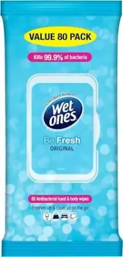 Wet Ones Be Fresh Antibacterial Hand & Body Wipes, Value Pack, 80 Wipes New