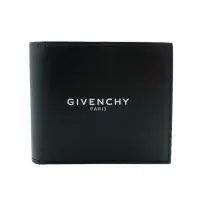 在飛比找Yahoo奇摩購物中心優惠-GIVENCHY 品牌logo印字牛皮對開短夾(黑)