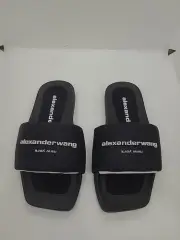 New Alexander Wang Nylon Square Toe Pool Slide Black Sz 36 (US 6)