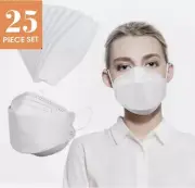25 White Face Masks Non-Medical Surgical Disposable 4Ply Earloop Mouth Cover