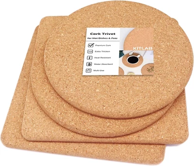 Cork Trivet, High Density Fine Particle Thick Cork Trivets for Hot Dishes, 8 Inc
