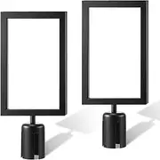 Jecery 2 Pcs Stanchion Sign Holder Frame Portrait Top Stand Poster Display for 8.3 x 11.7 Inch Paper Size Double Sided Sign Frame with Cover for Crowd Control Sentry Stanchions