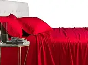 100% Bamboo Bed Sheet Set - Full, Solid Red - Super Soft & Cool, Bamboo Viscose, 4PC Sheets