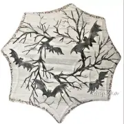 Spooky Bats Halloween Melamine App Snack Plates Reusable Spider Web Shape Set 4