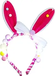 [PORUPAEL] Easter Bunny Ears Headband Light Up LED Rabbit Ears Headband Cute Easter Hair Accessories Colourful Fluffy Head Bands Easter Bunny Party Decorations Kid's Fancy Dress Props Costume