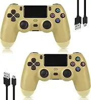 SANGDER PS4 Controller 2 Pack,Compatible with PS4/Slim/Pro/PC,Wireless Controller with 3.5mm Audio Jack/Dual Vibration/6-Axis Motion Control/Touch Pad(Golden)