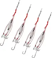 GALPADA 4PCS Fishing Hooks with Spring Bait Cage for Coarse Fishing Tackle for Fishermen Prevents Bait Dissolving Includes Reusable Storage Box