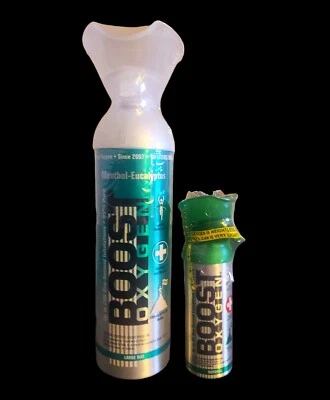 Boost Oxygen 95% Pure Oxygen Natural -10L Can Menthol Eucalyptus PLUS 3L Regular