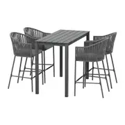 5 Piece Handwoven Rope Outdoor Bar Set - Charcoal