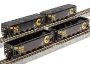 Broadway Limited N Scale ~ B&O Chessie ~ ARA 4-Bay Hopper w/Load ~ 4 Pack ~ 7422