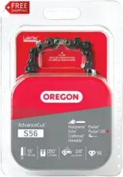 Oregon S56 Advancecut 16-Inch Chainsaw Chain Fits Craftsman, Echo, Homelite, Pou