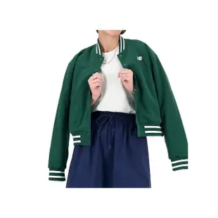 【NEW BALANCE】女款 綠色 刺繡LOGO 鋪棉 口袋 美版 棒球 運動 休閒 外套 WJ41509NWG