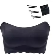 [ANTIY] Full Coverage Strapless Bras for Women Seamless Bandeau Crop Tube Top Minimizer Backless Bralette Bra for Large Breasts (Color : Black, Size : L/Large)