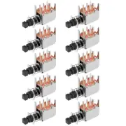 Push Button Switch DPDT 6 Pin 1 Position Self-Locking Black 10pcs